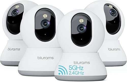 blurams Cámaras para seguridad del hogar, cámara 2K para mascotas con aplicación de teléfono, banda dual de 5 GHz2.4 GHz, cámaras interiores PTZ de