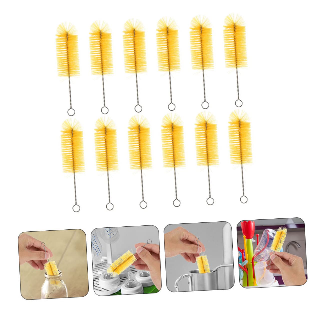 PACKOVE 5 Set Spazzole Per Bottiglie in Silicone Alimentare Multi Per Contenitori Facili Riporre Utilizzare Nella Vita Quotidiana 12 Pezzi * 5