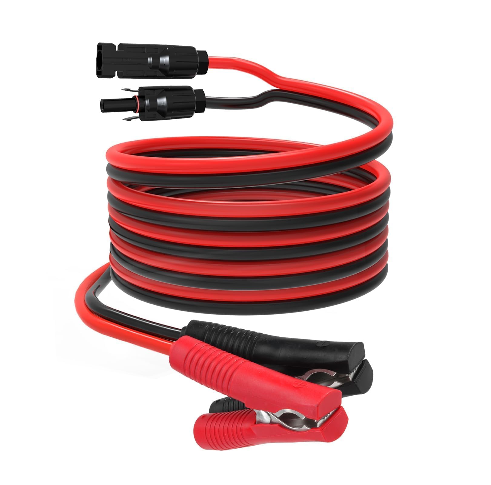 ELFCULB Câble solaire à pinces crocodiles - Connecteur de panneau solaire 10 AWG vers pinces crocodiles - Câble de charge pour voitures et motos - Installations solaires extérieures (1,8 m)