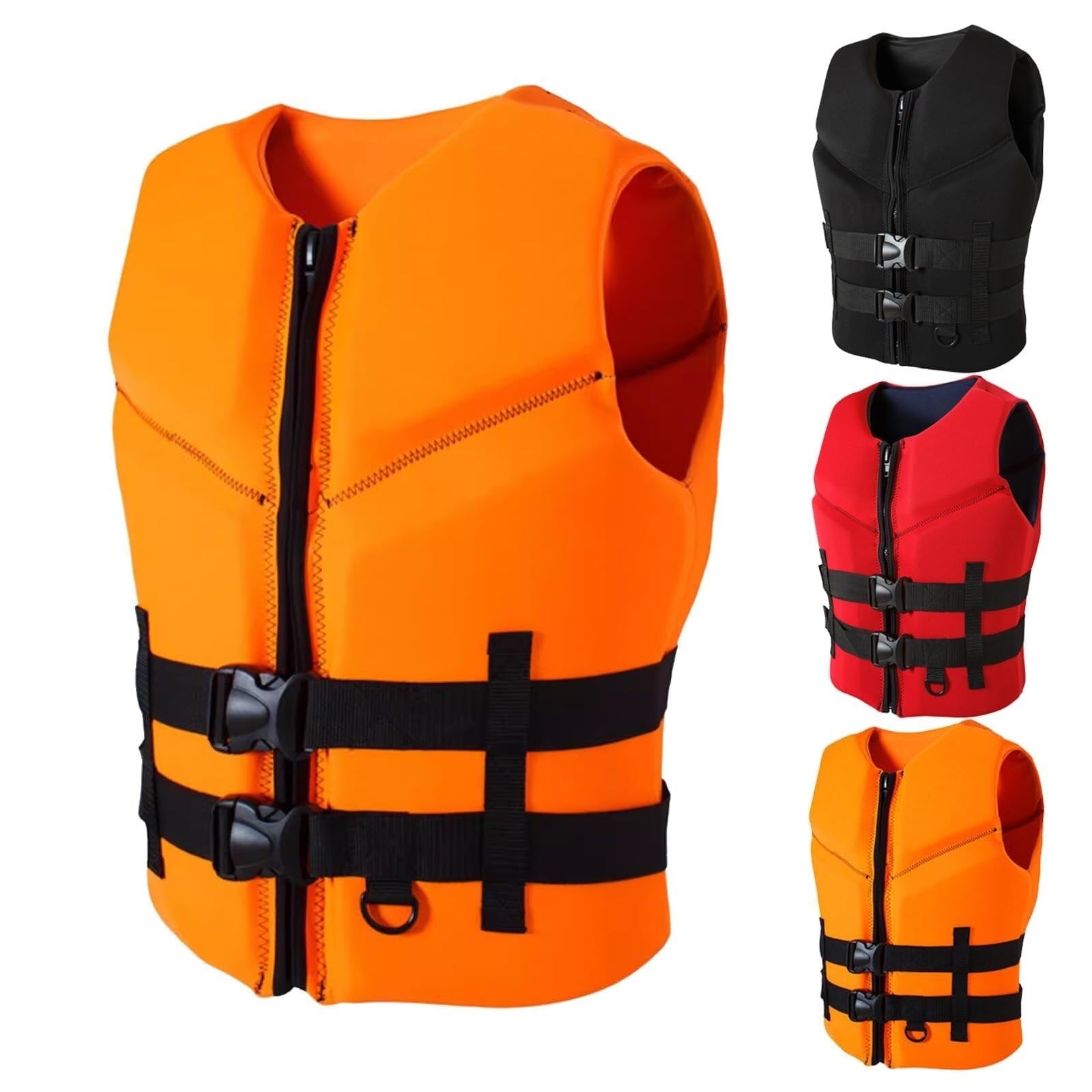 Neoprene Float Jacket with Adjustable Waist Strap, Float Jacket with Zipper Closure for Kayaking Swimming Snorkeling Surfing(Orange,XXXXL)