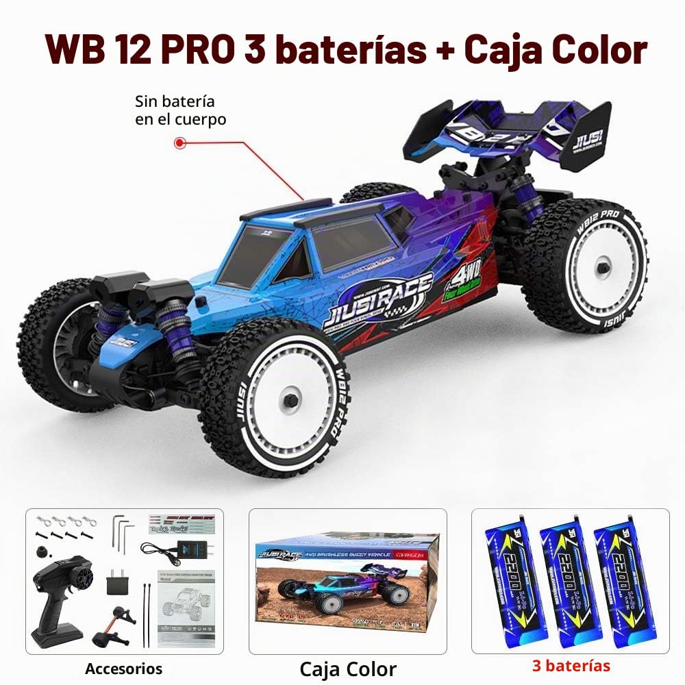 Coche teledirigido sin escobillas, 100 km/h, 1:12 resistente al agua, 2,4 GHz, todo terreno RC Buggy para adultos, 4 WD de alta velocidad Offroad RC Monster Truck, 3 pilas (verde)