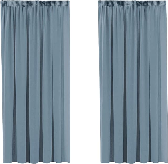 H.Versailtex 2 Panels Citadel Blackout Curtains Thermal Insulated Pencil Pleat Short Curtain Drapes Room Darkening & Energy Saving for Bedroom/Kitchen with Two Matching Tiebacks, 46" Width x 54" Drop
