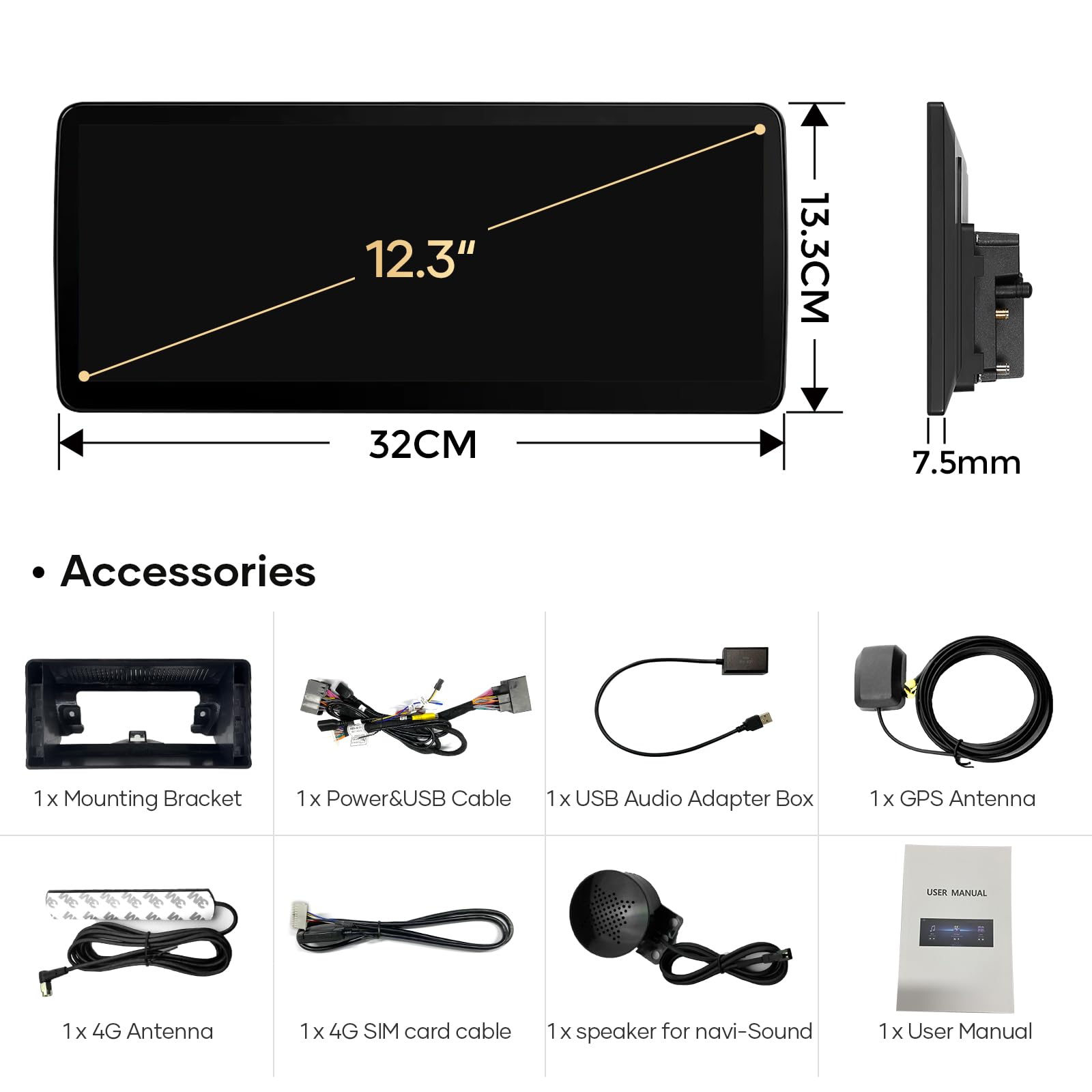 12.3" HD Car Radio Screen Stereo GPS per Mercedes C W205 GLC 253 NTG 5.0 Android 8 core Qualcomm 8 GB + 128 GB built-in Wireless CarPlay Android Auto DSP IPS 4G WiFi Bluetooth 5.1