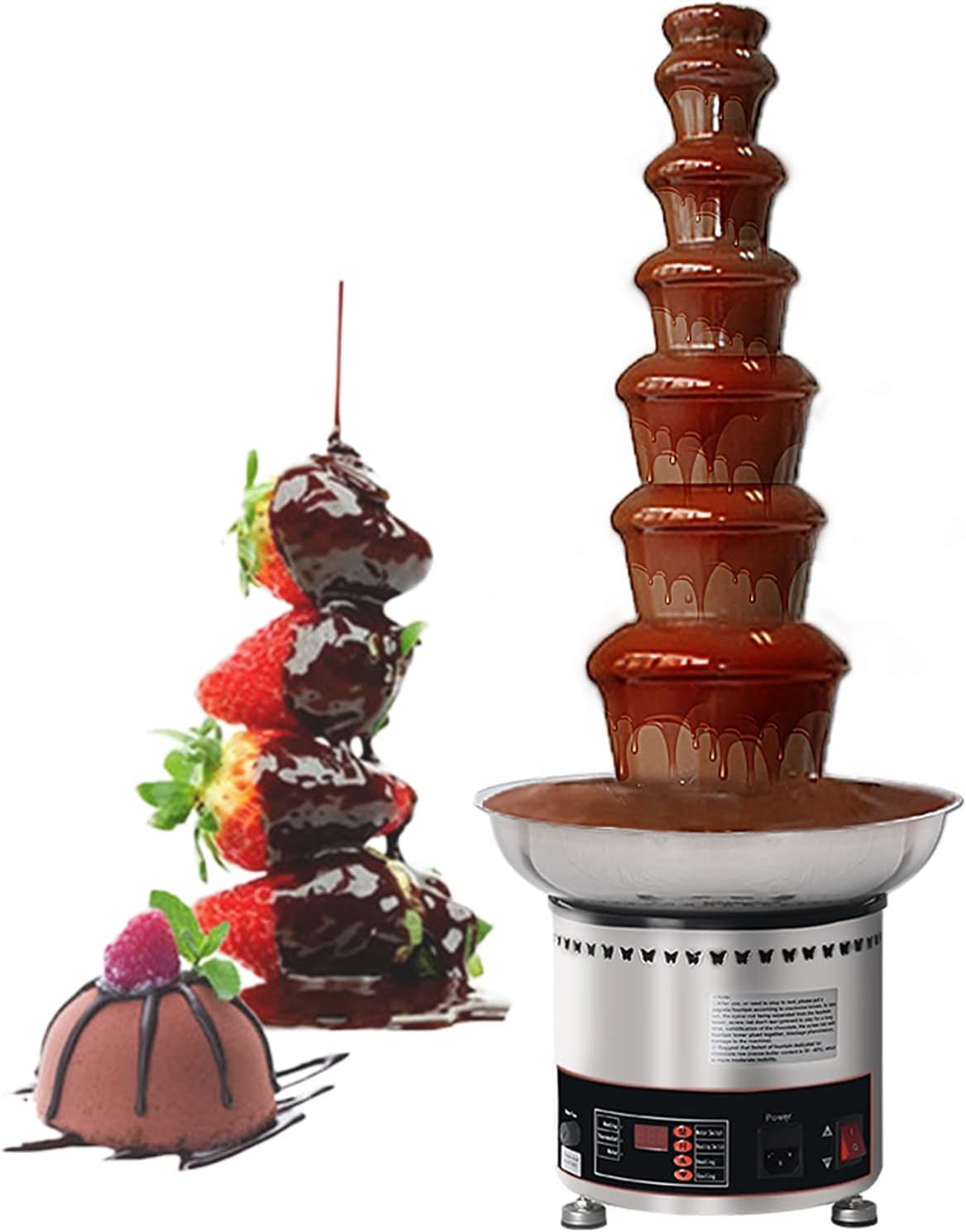 ASerZenith Chocolate Fondue Fountain, 7 Tiers Electric Melting Machine Chocolate Fondue Fountain 304 Stainless Steel Material Perfect For Cheese, Bbq Sauce, Ranch, Liqueuers, 282 Pound Capacity