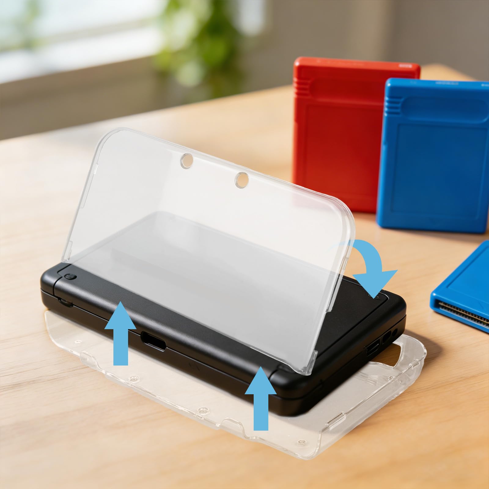 Etui Ochronne do Nowego 3DS XL/LL, Plastikowa Przezroczysta Osłona Ochronna Odporna na Zarysowania z 7 Szarymi Silikonowymi Padami do Kontrolera Kompatybilne z Nowym 3DS XL/LL