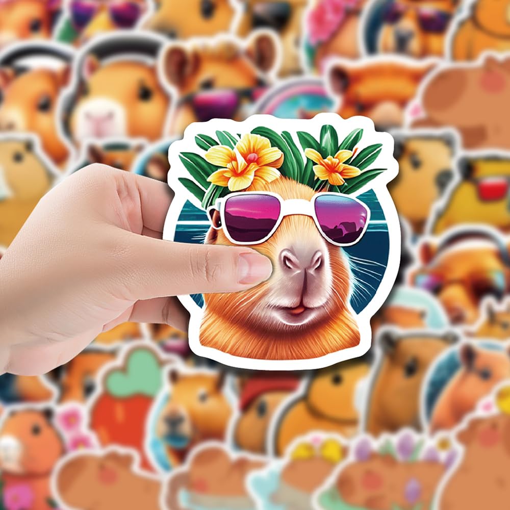 Lovely Capybara Vinyl Stickers, 50 PCS Waterproof Cartoon Animal Decals for Laptops Scrapbooking, Journals, Notebooks - Image 3