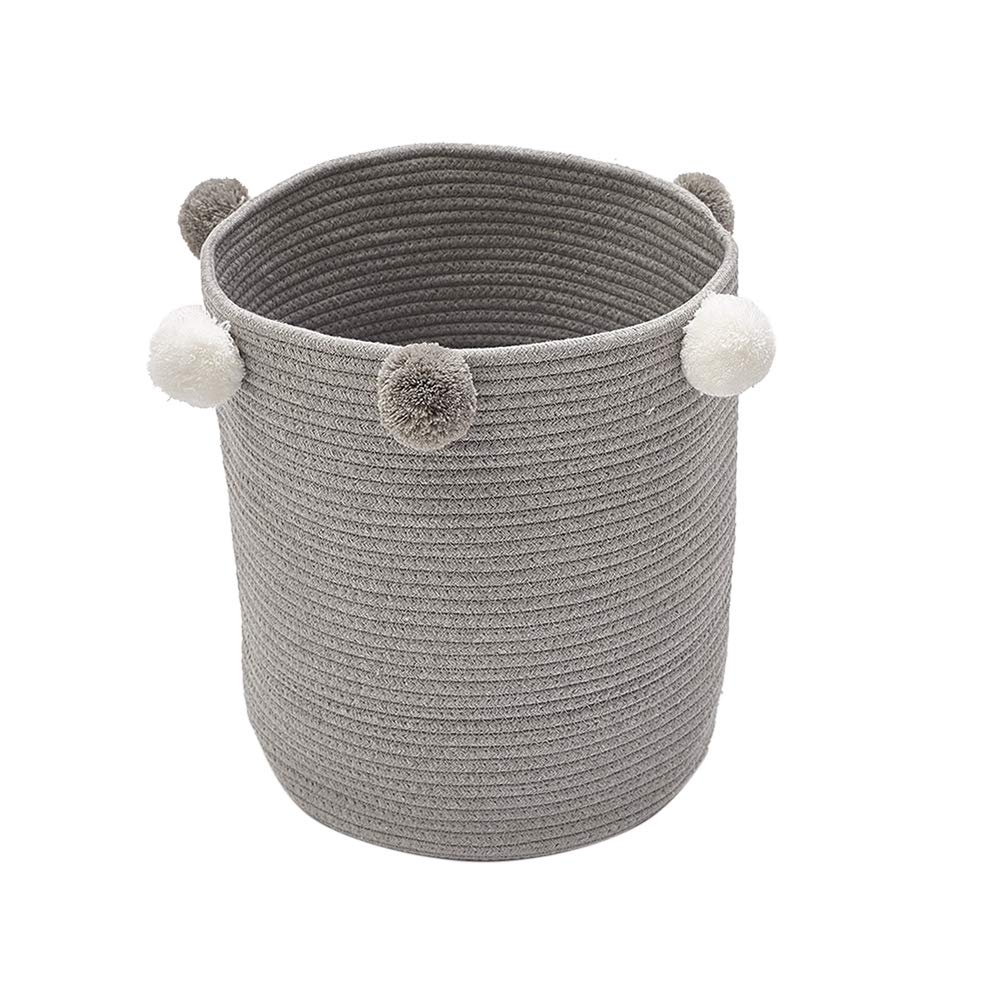 Baffect Cotton Rope Woven Storage Basket,Household Nursery Hamper Storage Fabric Basket Organiser Storage for Laundry Nursery Baby Toy Storage Home Decor(Grey)