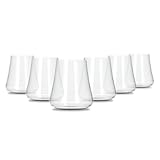 Stemless Crystal Wine Glasses, Set of 6 - Premium, Universal Drinking Glass for Wine, Beer, Whiskey, and Cocktails - Dishwasher Safe, Lead-Free, 470 ml