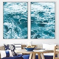 2 Piece Framed Canvas Wall Art Coastal Beach Canvas Prints Home Artwork Decoration for Living Room,Bedroom - 16