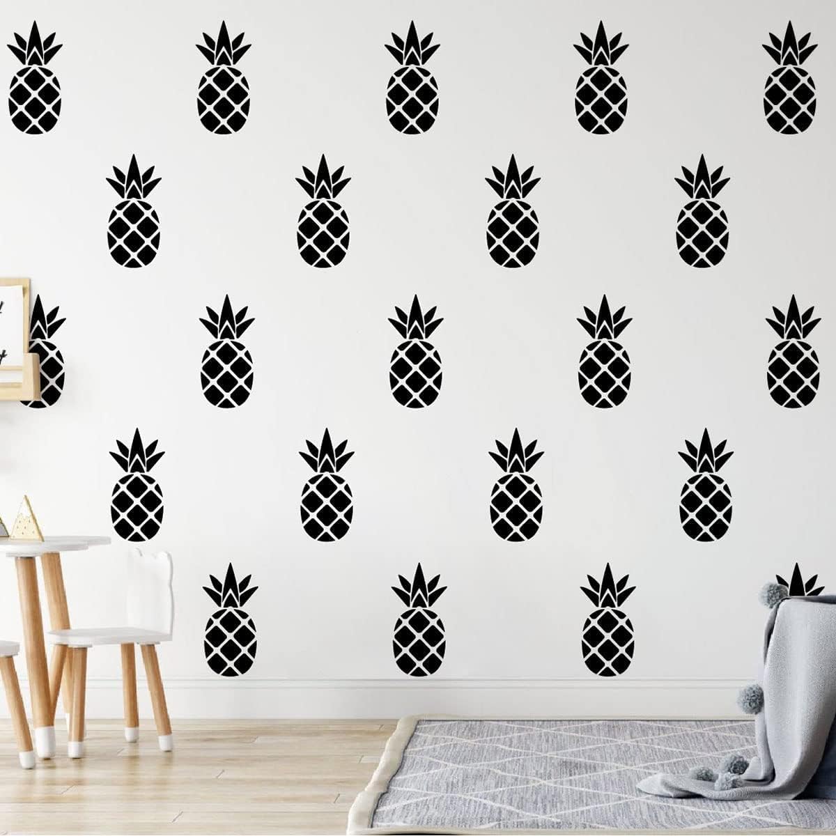 Maxsafe 40pcs/lot Pineapple Fruit Decal Wall Decor Sticker for Kid Babyroom Nursery Living Room Home Mural (Black)