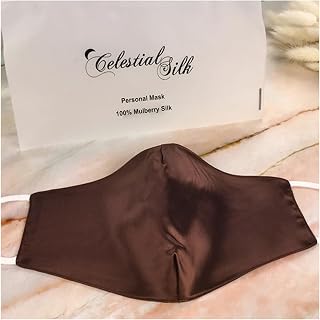 Celestial Silk 100% Mulberry Silk Face Mask - Reusable Pure 22 Momme Silk Face Covering with Adjustable Ear Loops, Washable