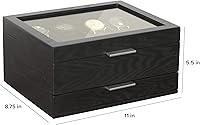 Vista 6 de Caja organizadora de 8 ranuras para reloj, para hombres, acabado negro, vitrina de reloj, bandeja modular de valet, compatible con Apple Watch