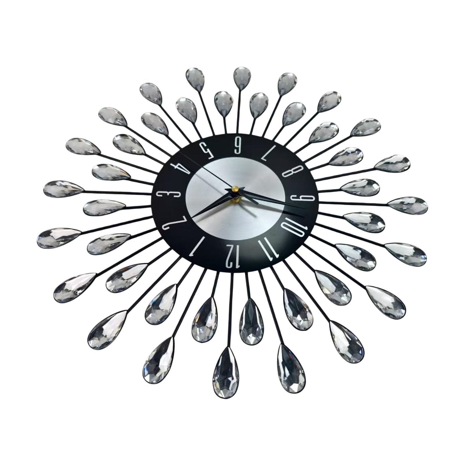 Piceioep Large Leaves Wall Clocks Crystal Leaves Wall Clocks None Ticking Battery Operated Decorative Clock for Home Decors Clock Battery Operated Non-Ticking for Home Decor