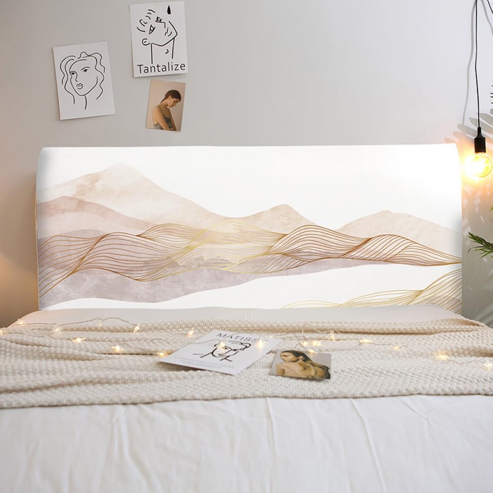 Copritestata Letto Fodera Per Testiera Letto Stampata Moderna Copri Testata Letti Elastico Tutto Incluso Antipolvere Protezione Mobili Decorazione Camera-Beige-1||190cm