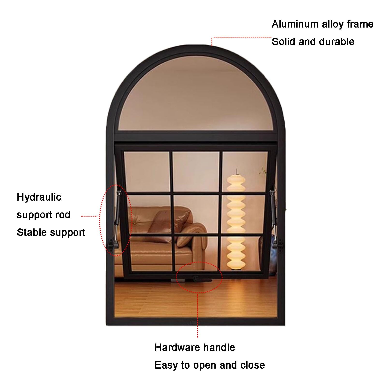 Schiebefenster für Lebensmittel-LKWs, gewölbter Schuppen, Fensterrahmen, Küche, Heimdekoration, Bullauge mit Verriegelungsgriff, 60 x 70 cm, perfekt für mobile Küchen und Außenbereiche