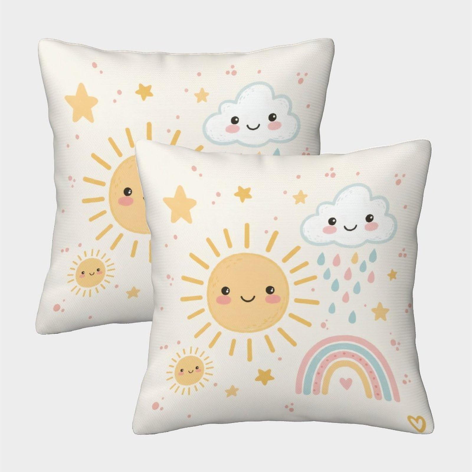 QFVANSIYO Cute Cloud Decorative 3D Printed Sun Rainbow Microfiber Pillowcase Bedroom Bedding Pillow Cover For Teens Adults Gift 40x40cm