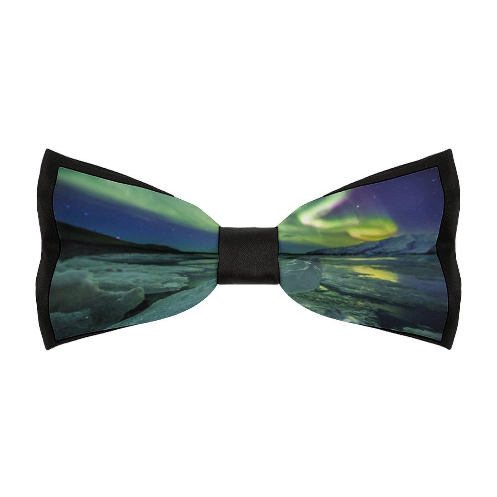 Lyfthologen Men's Pre-Tied Bow Tie,Beautiful Northern Lights Bow Tie, Adjustable Neck Bowtie for Parties