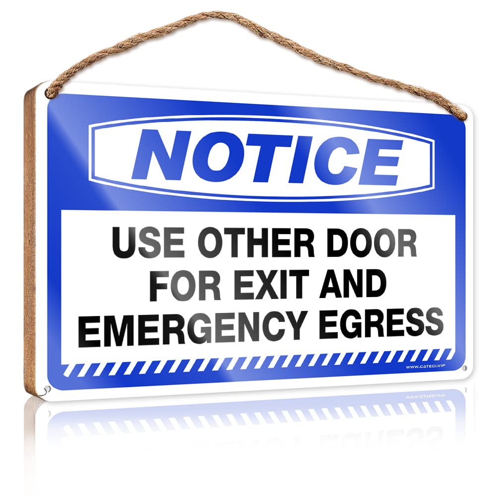 YYHLEH Summer Door Sign Notice Use Other Door For Exit And Emergency Egress Wooden Sign Wood Signs For Home Decor Box Signs(20X30CM)