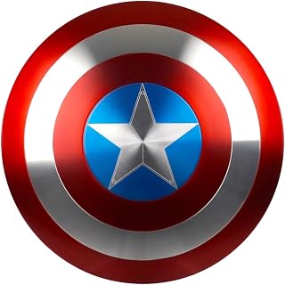 Captain Shield for Kids in Metal 12'' Inches, for Kids,Stainless Steel Series, Premium Metarial, Childrens Costume & Collectible, Wall Decor, Leather Grip. Captain Shield