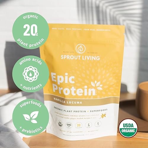 Miniatura 7 de Sprout Living Paquete de proteínas épicas  Vainilla Lucuma & Green Kingdom (0.71oz de proteína orgánica a base de plantas, vegano, sin gluten,