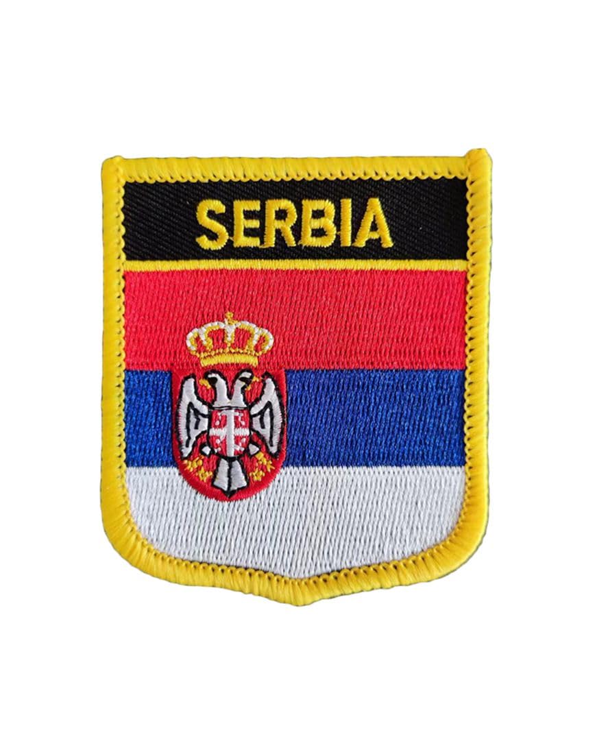 Uijokdef 1 PCS（2.76x2.36 inch）Serbia Flag Patches Iron On or Sew On Embroidered Tactical Military National Serbia Patch (Serbia)
