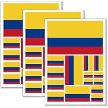 QQSD Colombia Flag Sticker Colombian Decal in Multiple Sizes, 3 Pack, 11.7 x 8.3 Inches