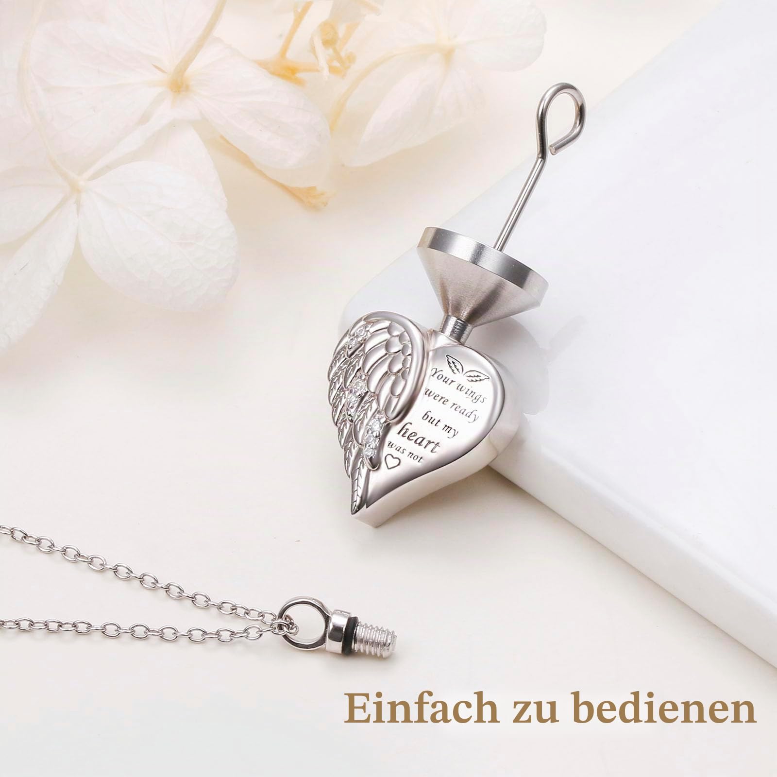 Flyow Urne Halsketten für Asche für Damen Frauen Mädchen Feuerbestattung Schmuck 925 Sterling Silber Ewigkeit Memorial für immer in meinem Herzen Asche Andenken Einstellbare Länge