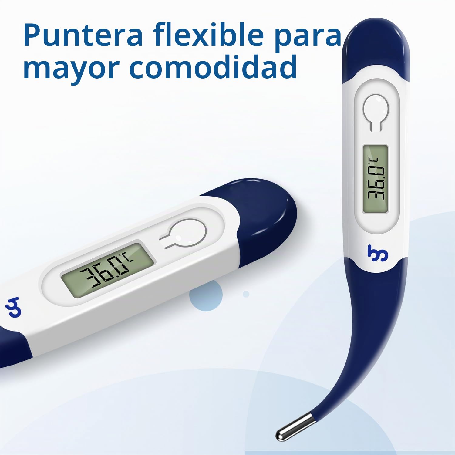 Termómetro digital con punta flexible para adultos, niños y bebés, termómetro médico rápido y preciso para boca y antebrazo, termómetro rectal (azul)