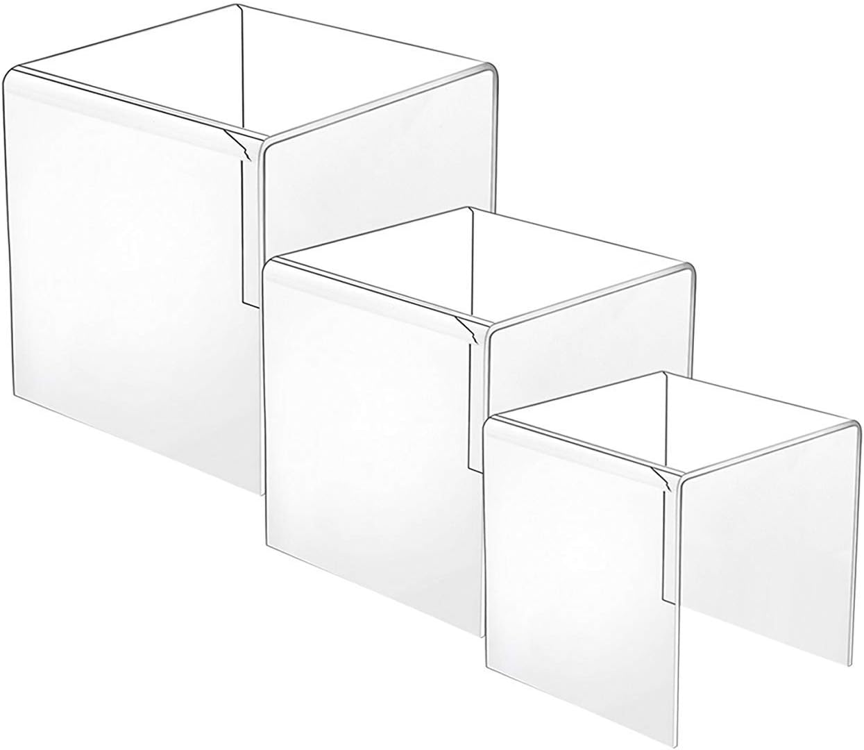 HESIN® Set of 3 Clear Acrylic Display Risers Rack Candle Holder 3inch,4inch,5inch (1 set pack)