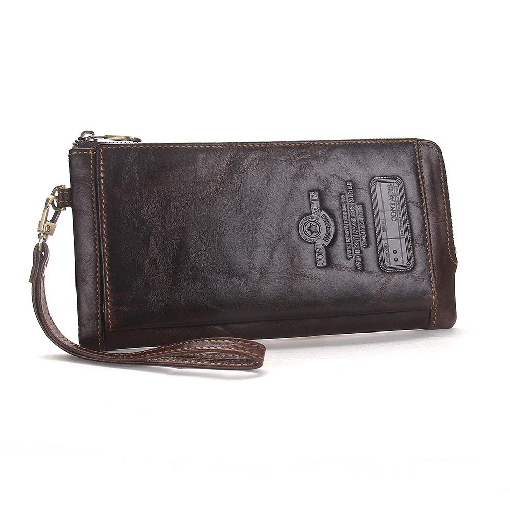 CONTACTS Frauen Echtes Leder RFID Blocking Card Münzhalter Kupplung Brieftasche (Kaffee)