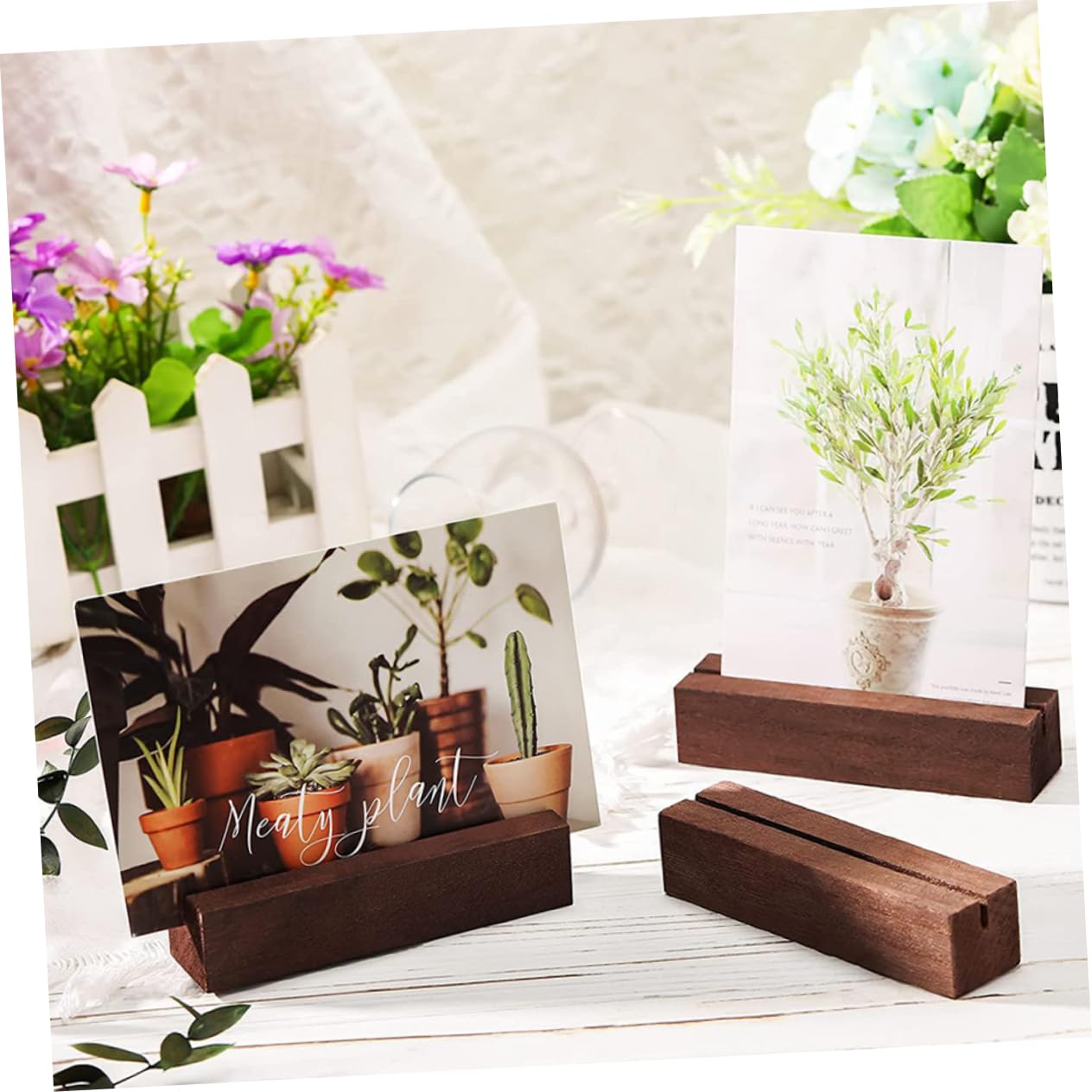 PRETYZOOM 48 Soportes De Madera para Tarjetas De Mesa Soporte para Fotos Soporte para Clip Números De Mesa Nombre para Mostrar Soporte De Escritorio Soporte para Números De Mesa