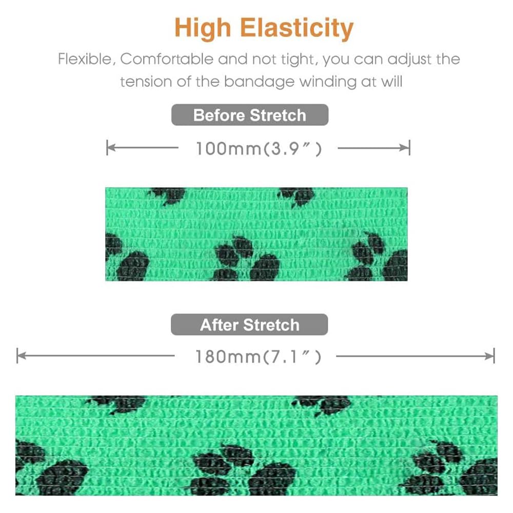 Pet Vet Wrap Benda Elastica Autoadesiva 6 Rotoli 5cm x 4.5m Bendaggio Coesivo Adesivo Bende non Tessuto Nastro elastico