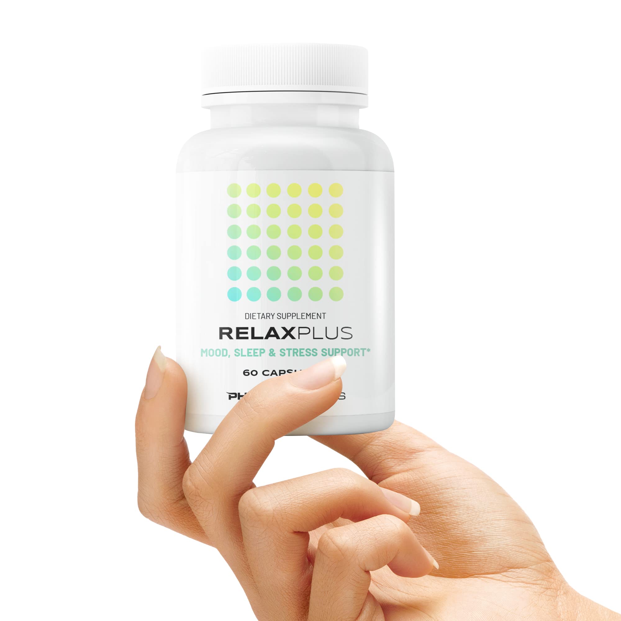 Pharmanutrics RelaxPlus Stress Relief and Sleep Supplement with Melatonin and Valerian Extract, Lemon Balm, Natural Chill Pill for Men and Women, Supports Relaxation and Focus, 60 Capsules