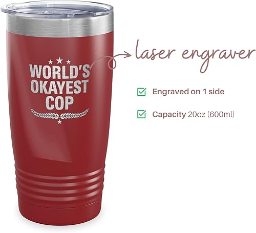 Miniatura 2 de World's Okayest Cop - Vaso de policía, regalo para compañeros de trabajo, regalo para miembros de la familia, regalos de Navidad, tazas de café de