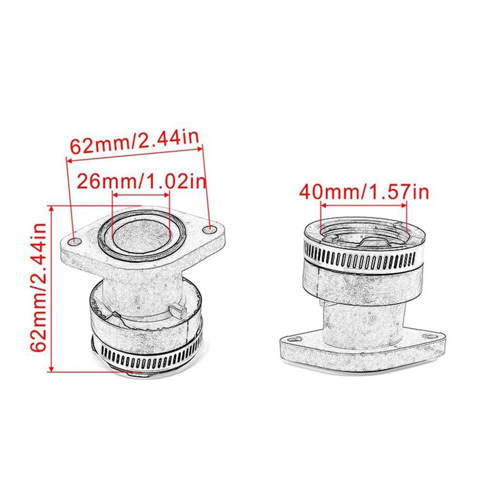 Conector Carb Adaptadores De Interfaz Del Colector Admisión Carburador Para Yamaha Bear Para Tracker 250 YFM250X 1999-2004 Kit Reemplazo Carburador Colector Goma