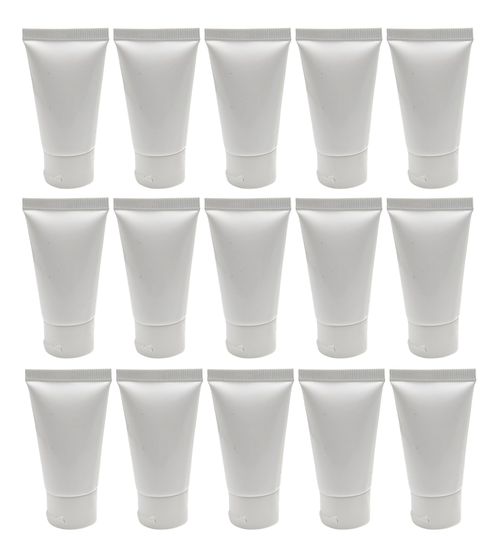 20PCS White Plastic Refill Cosmetic Soft Tubes Leakproof Makeup Travel Packing Vials Bottles with Flip Cover Sample Storage Containers Dispenser for Shampoo Toiletries (15ml/0.5oz)