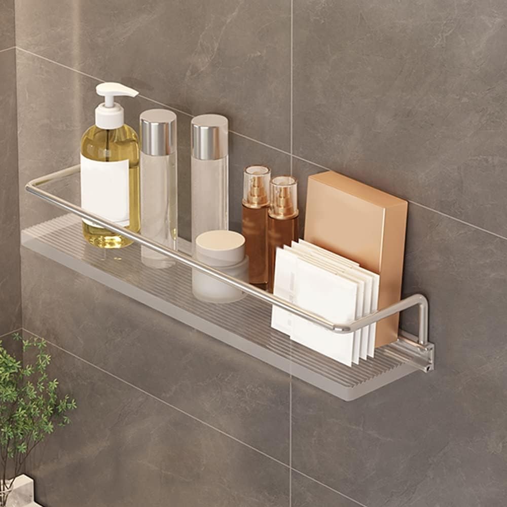BTYQKZVPM Modern Acrylic Magazine Rack, Acrylic Floating Corner Wall Shower Shelf Towel Bar Clear Organizer 30-50cm(D Avec Tige,30cm)