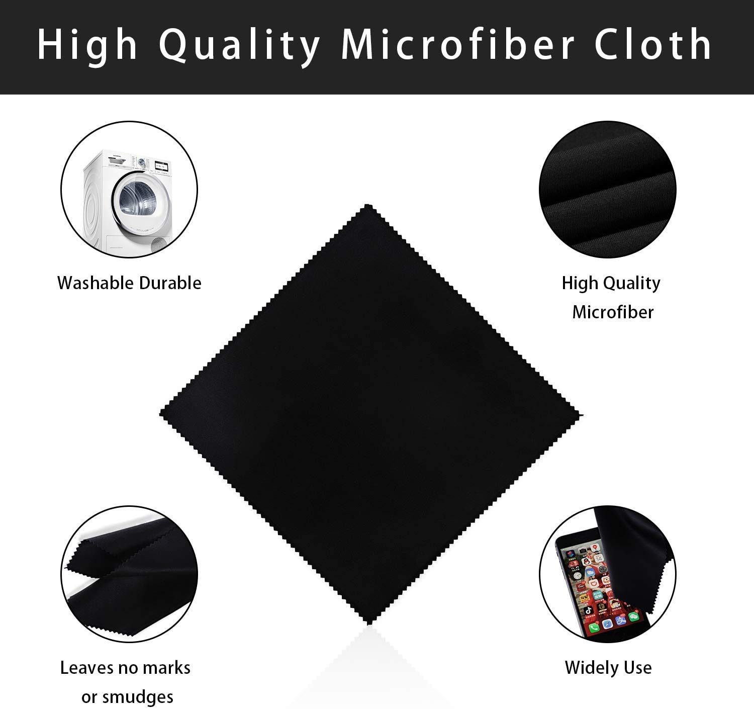 DELFINO Microfiber Cleaning Cloth, Glasses Cloth Cleaner 15x15cm for Cellphones Tablet Laptop Camera Lenses HD Screens LCD Screens, Lenses, Notebook, Spectacles 12pcs