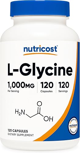 Nutricost L-glicina 1000 mg, 120 cápsulas, vegetariana, sin OMG y sin gluten