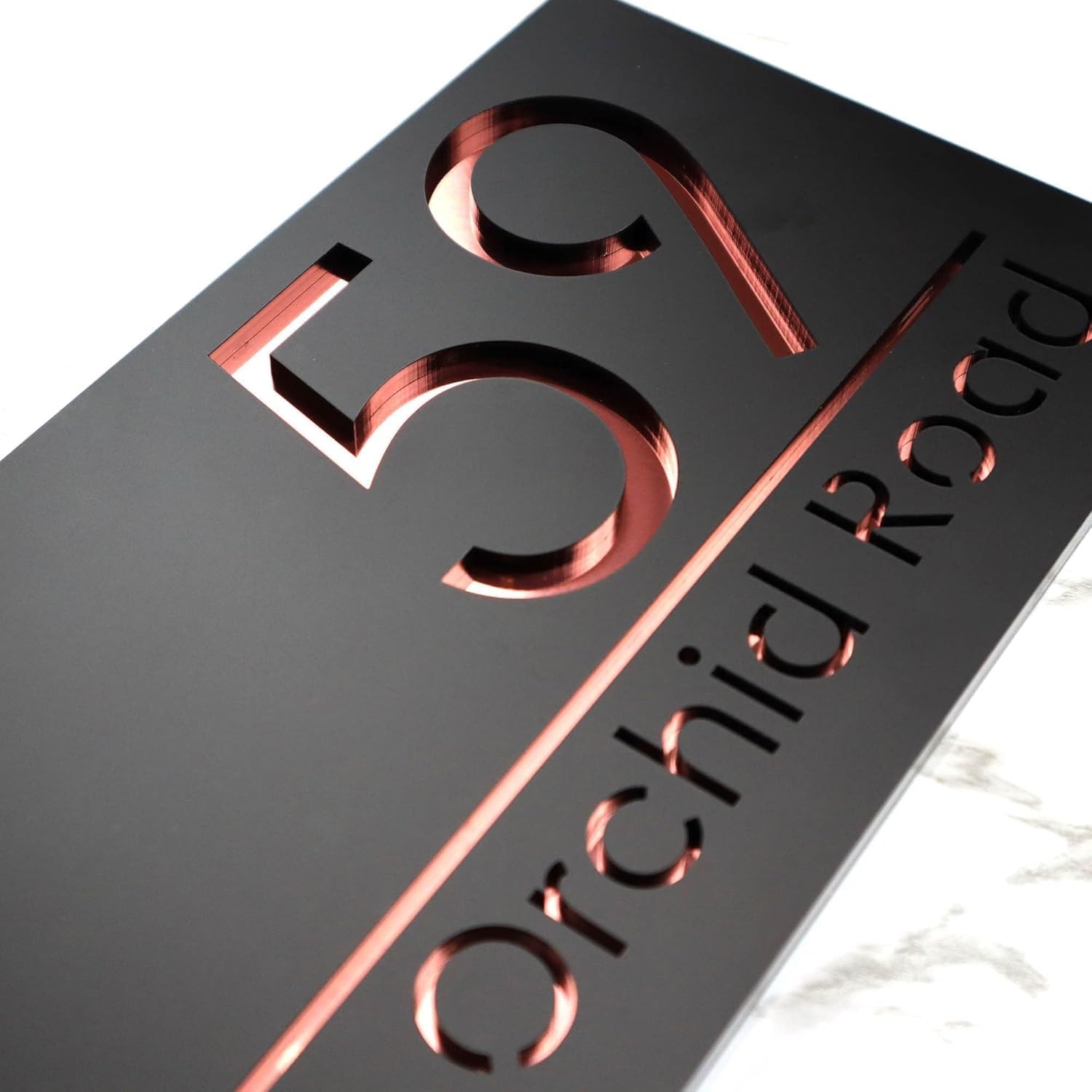 Personalized Acrylic Name Plate for Home Entrance 3D Letters Door Name Plates Home Office Outdoor Entrance 15x30 cm Stylish Durable (Black Rose Gold)