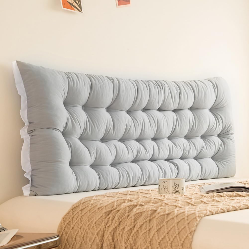 GeRRiTGeRRiT Large Headboard Pillow,Bed Backrest Long Support Pillow for Reading,Twin/Queen/King Size Bed Bolster Lumbar Cushion,Wedge Sitting in Bed Pillow (Light Grey,180cm)