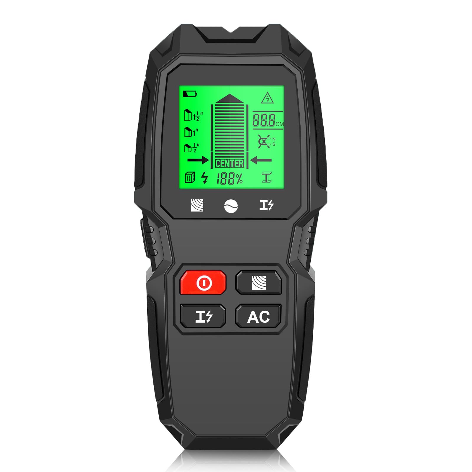 Wall Scanner Detector, 5-in-1 Wall Scanner for Wood, AC Wire, Metal Studs, Cables, Joists, with LCD Display (Black)