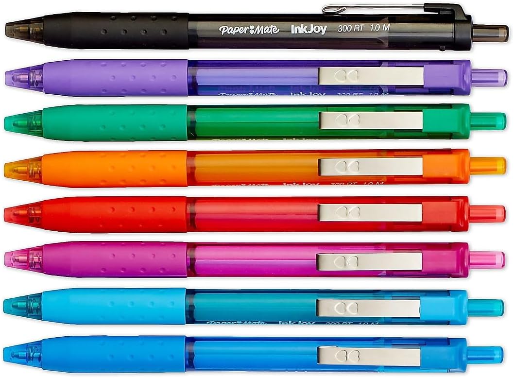 Paper Mate InkJoy 300RT Retractable Ballpoint Pens, Medium Point, 8 Ink Colors, 24 Pack (1945926)