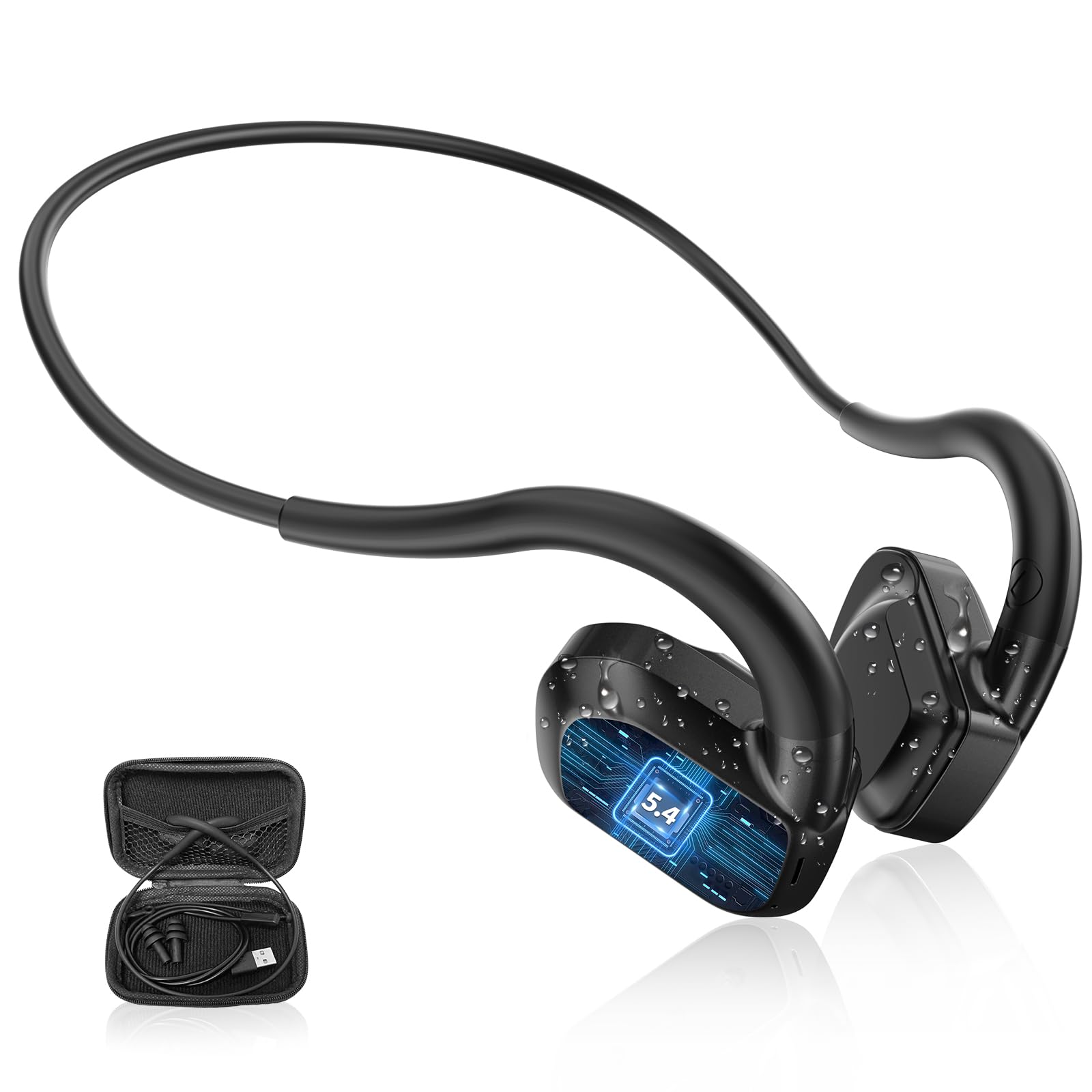 【2025新型】骨伝導イヤホン bluetooth 5.4 MP3プレーヤー機能 2in1 32GB 8000曲容量 オープンイヤー ワイヤレスイヤホン IPX8防水 技適認証済み こつでんどう bluetooth 骨伝導ヘッドホン ランニング スポーツイヤフォン 急速充電 8時間再生(ブラック)