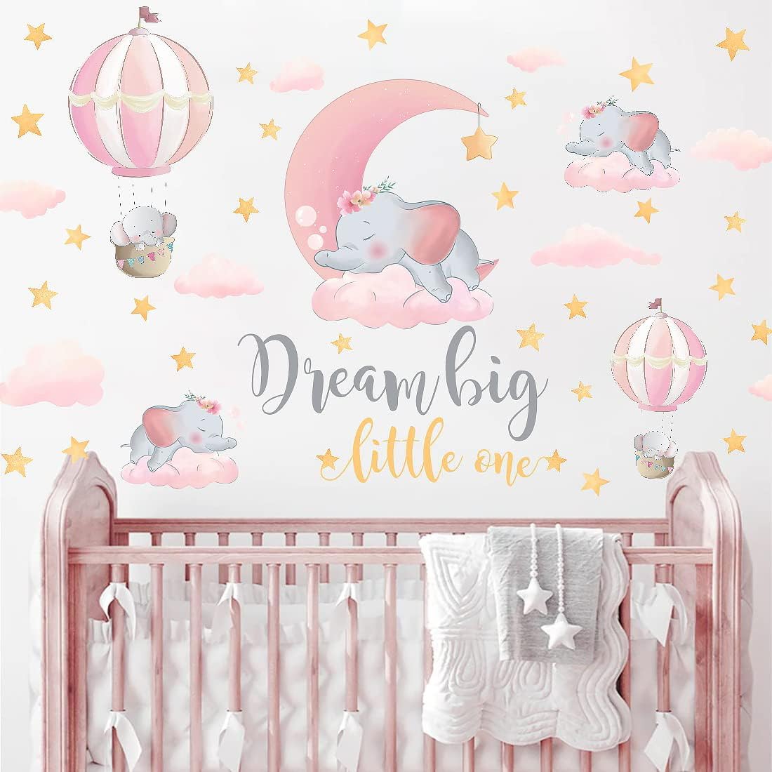 wondever Sleeping Bear On The Moon Wall Stickers Stars and Clouds