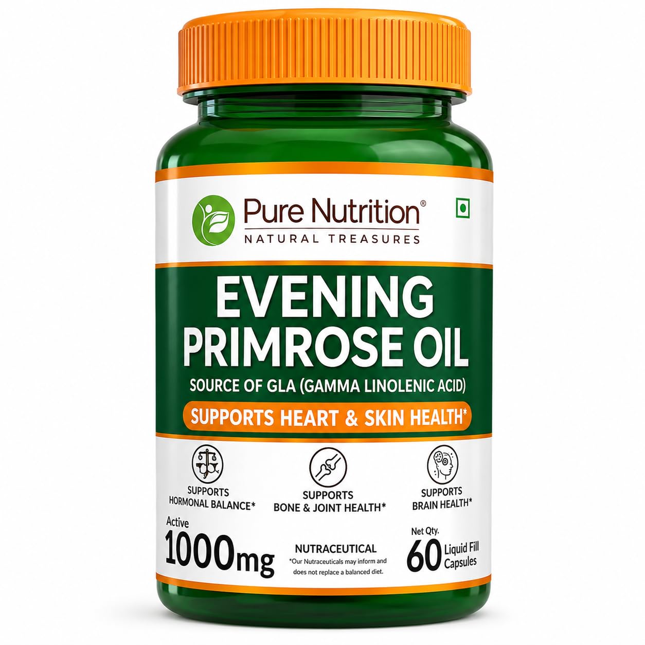 Pure Nutrition Evening Primrose Oil 1000mg Capsules | 60 Liquid Fill Capsules | Rich Source of GLA for Heart, Skin & Hormonal Balance Support | Supports Joint & Brain Health-picture-10