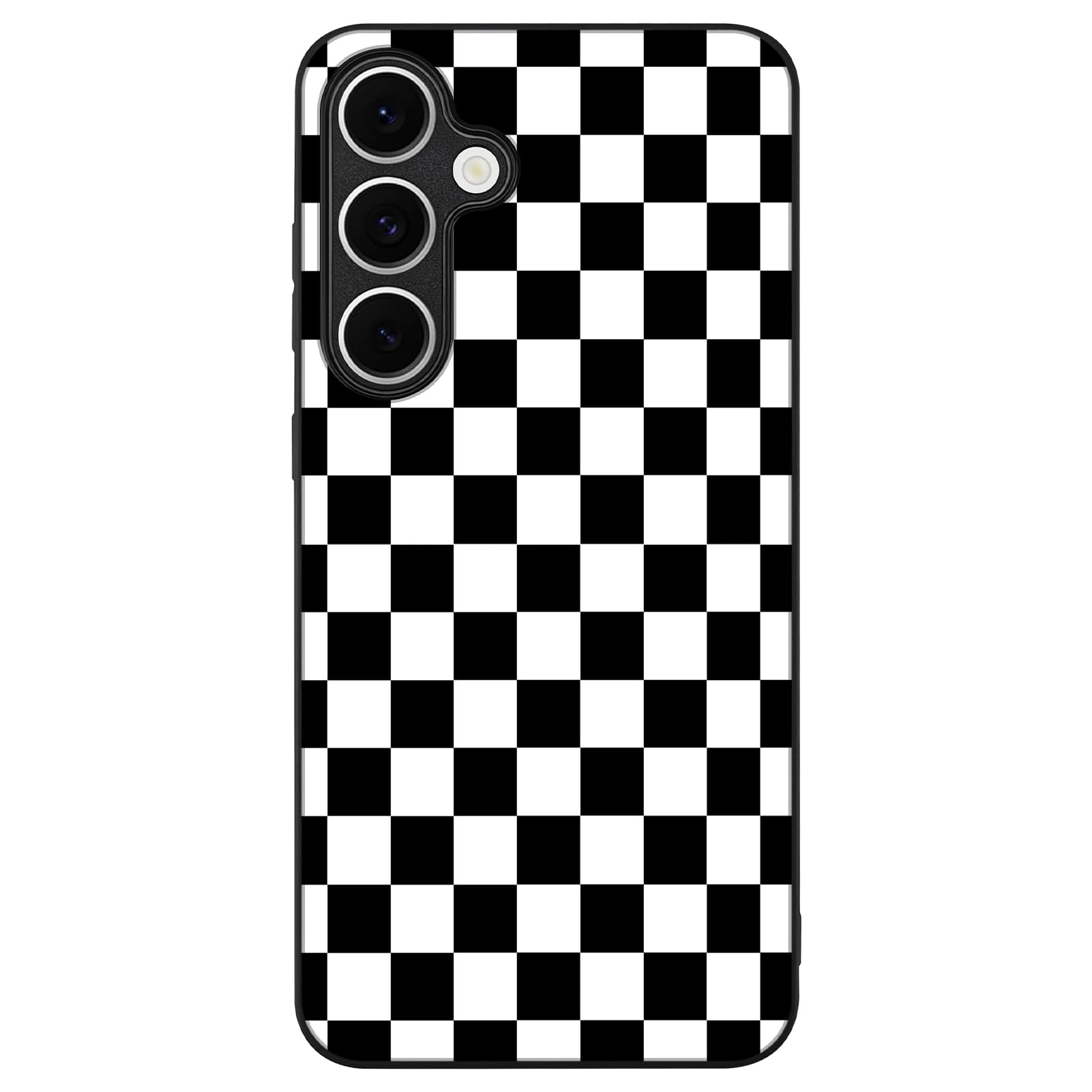 QGX Compatible with Samsung Galaxy S24 Fe Case Checkered Pattern Military-Grade Drop Protection Non-Slip Sides Anti-Scratch Back Shockproof