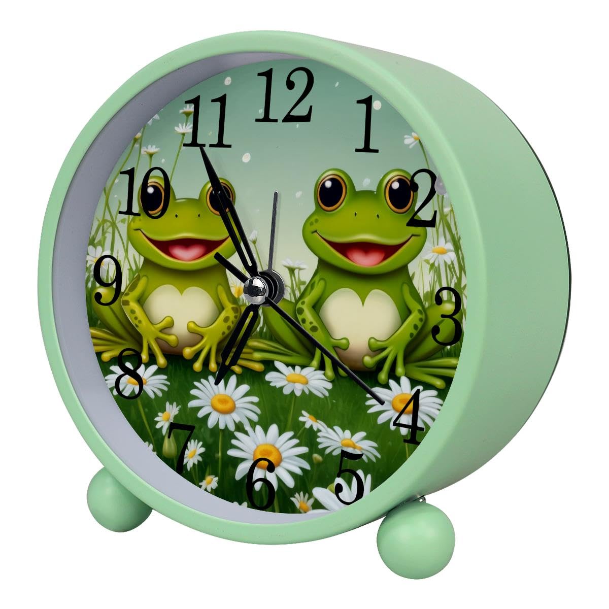 Luoweisi Alarm Clock Frog Daisy, Silent Non-Ticking with Night Light