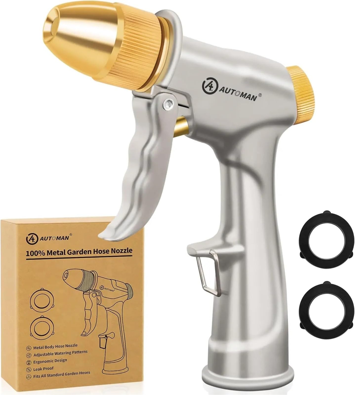 Lcvzxcfkx One Color Hose Nozzle Sprayer - High Pressure 100% Metal Water Spray Nozzle