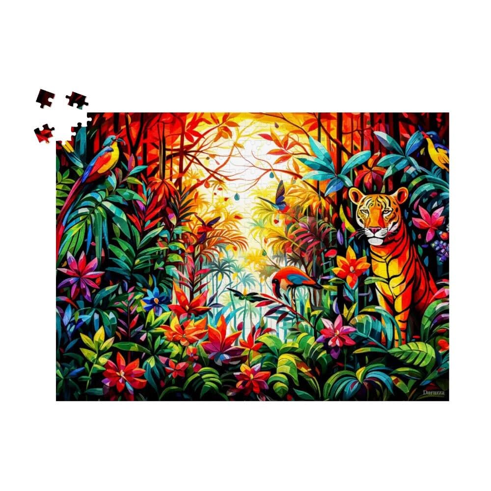 A Tiger'S Tale Jigsaw Puzzle: Unwind With A Tiger In A Vibrant Jungle Paradise 1000 Pieces Puzzle For Adults & Kids, Wildlife Scene โ image 1